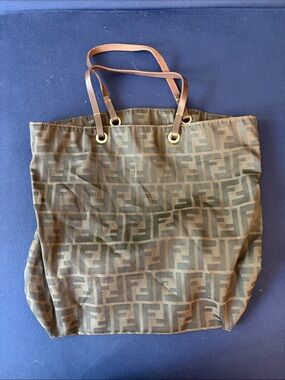 Fendi Monogram Canvas Tote in Brown and Tan